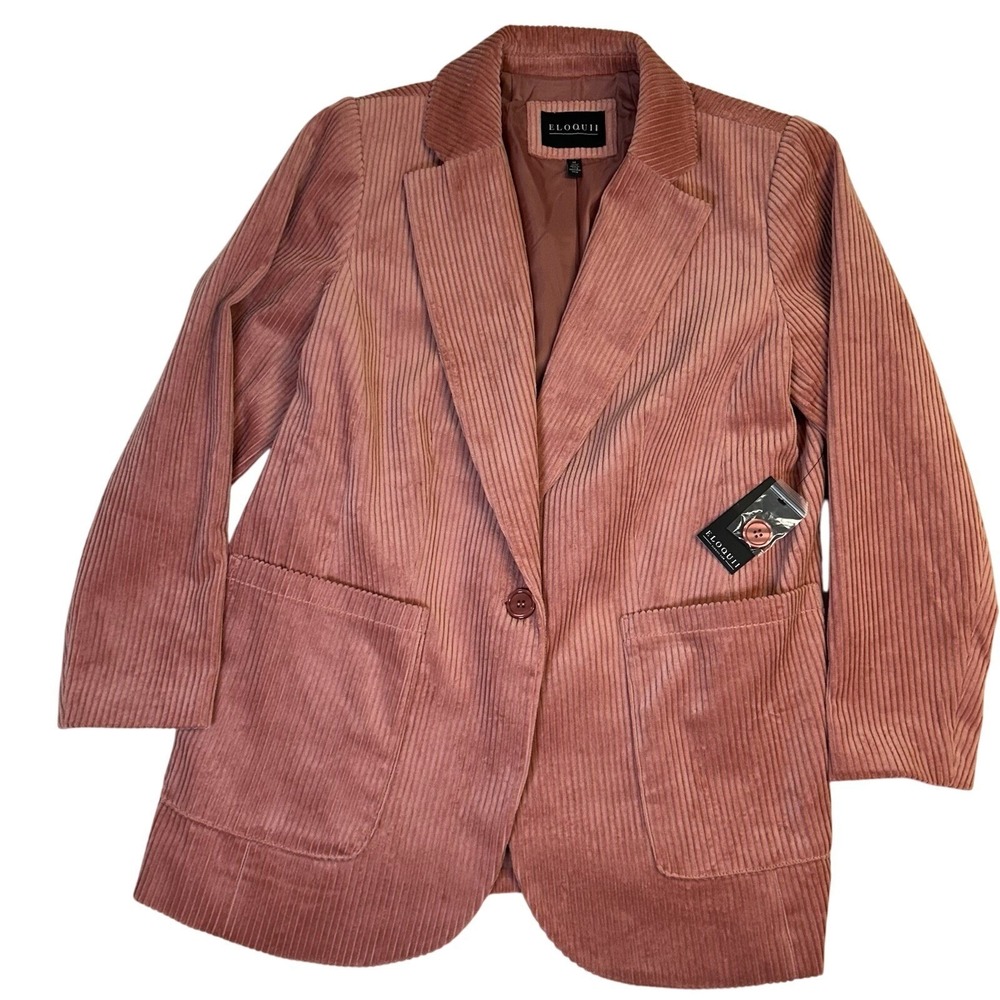 NWT Eloquii Coral Corduroy Blazer Jacket + Flare Leg Pants Women's Size 14